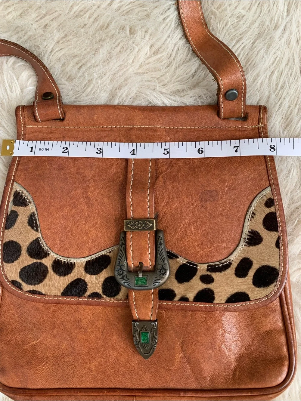 Bloomingdale's Vintage Leather Crossbody with Leopard Haircalf Accent